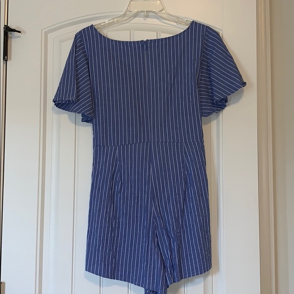 Peppermint Blue Striped Romper - Picture 3 of 7